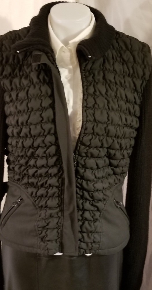 Womens Puffy Sweater Jacket Black Medium